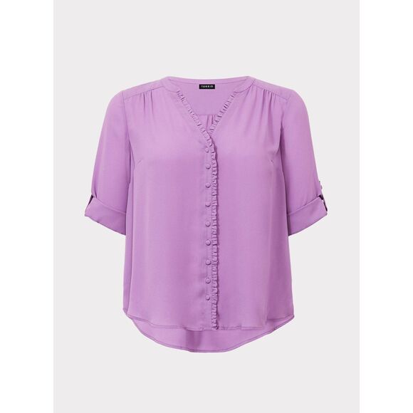 TORRID Harper - Lavender Ruffle Georgette Blouse, Size 5 - Picture 3 of 9
